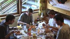 Our evening meal at the Hjelmeland guest house, prepared in one of the well-equipped cabins in the garden but eaten in our room in the main house